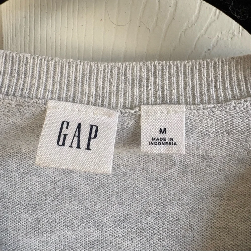 Gap Crewneck Grey Cardigan Button Cotton M Academia Career Office Teacher Soft - Picture 3 of 8